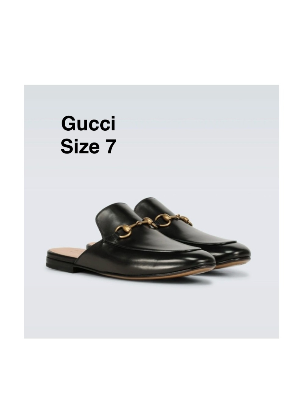 GUCCI PRINCETOWN LEATHER SLIPPER black Size 7 style 423513⭐️⭐️⭐️⭐️⭐️